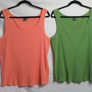 Orange/Coral & Apple Green Cotton Tank Tops (3X)